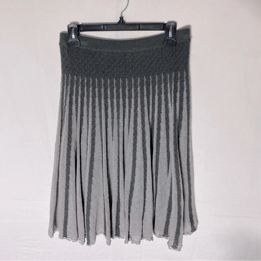 Vero Moda Grey Striped Knit Midi Skirt M Boho Fairycore Whimsigoth - Picture 14 of 14